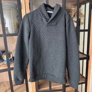 Marine Layer Corbet Sweater Quilted Shawl Collar Pullover Dark Charcoal
